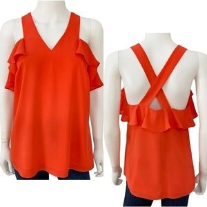 CROSBY by Mollie Burch Orange Ruffle Tank Size XS